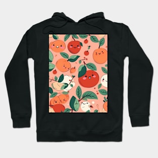 Happy Cute Peaches and Cherries Hoodie